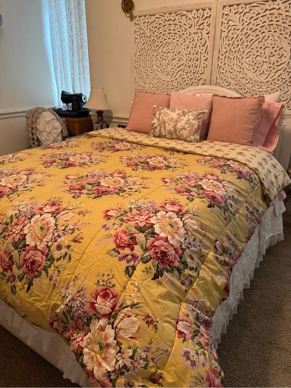 Vtg Ralph Lauren Sophie Brooke Queen Bedding Set Yellow Floral Comforter Sheets